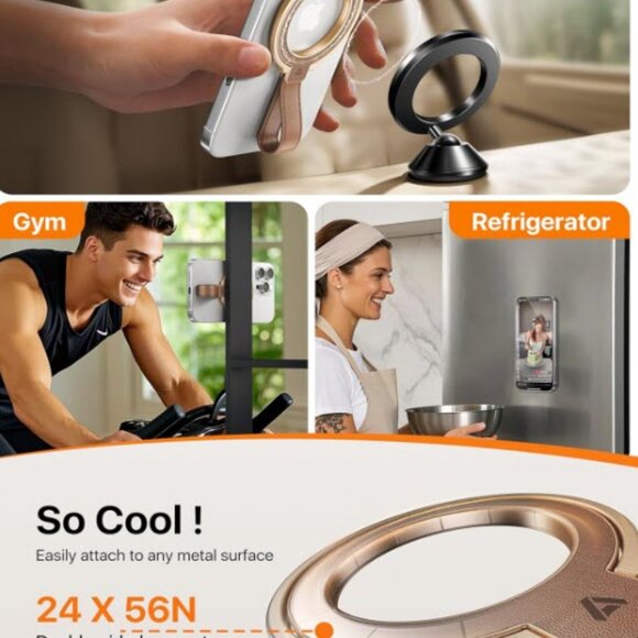 NEW Premium Leather Magnetic Phone Grip for MagSafe Adjustable Phone Ring - Picture 5 of 9